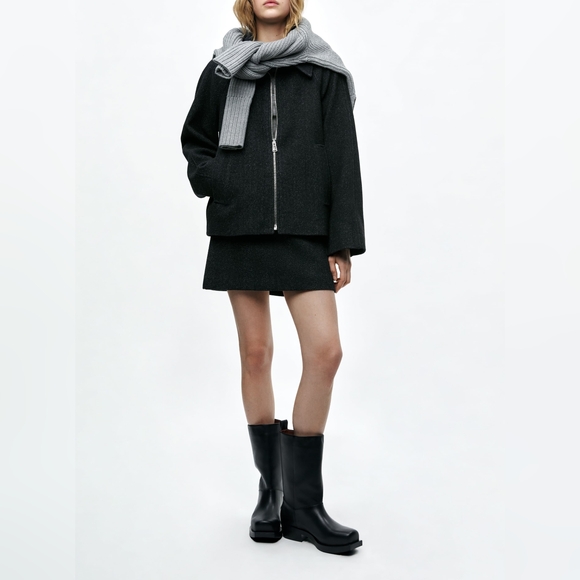 ZARA ZW COLLECTION WOOL BLEND JACKET WITH ZIP - Picture 5 of 11